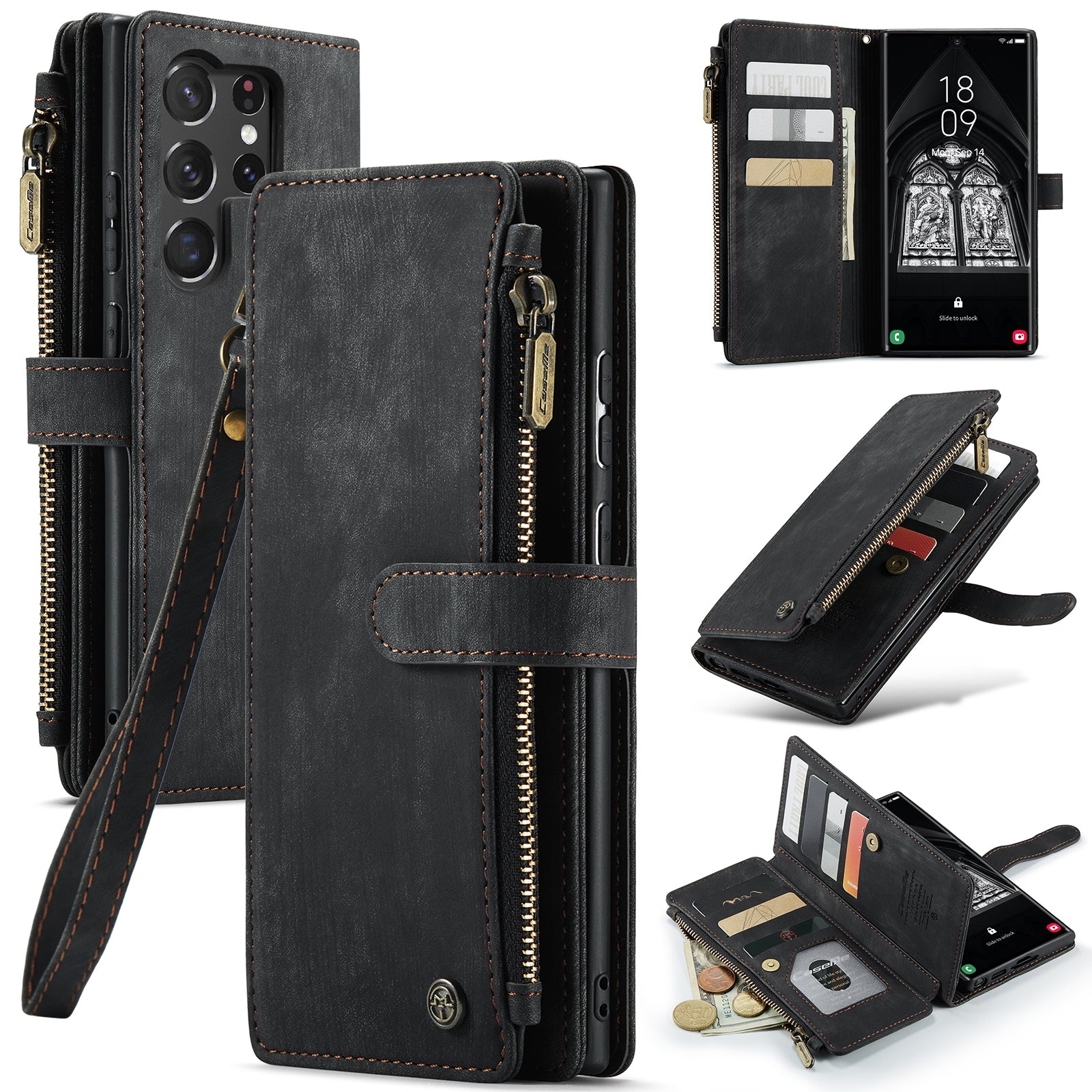 CASEME C30 Series for Samsung Galaxy S23 Ultra PU Leather Case 10 Card Slots Zipper Pocket Stand Phone Cover CASEME C30 Series for Samsung Galaxy S23 Ultra PU Leather Case 10 Card Slots Zipper Pocket Stand Phone Cover